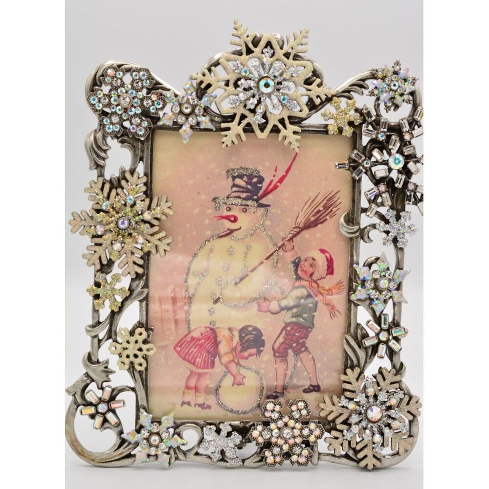 Kirks Folly Winter Blizzard Snowflake Picture Frame New Vintage Christmas Winter